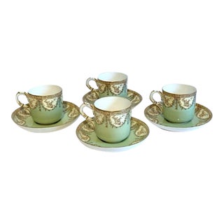 Antique Royal Worcester Cups and Saucers- 8 Pieces For Sale