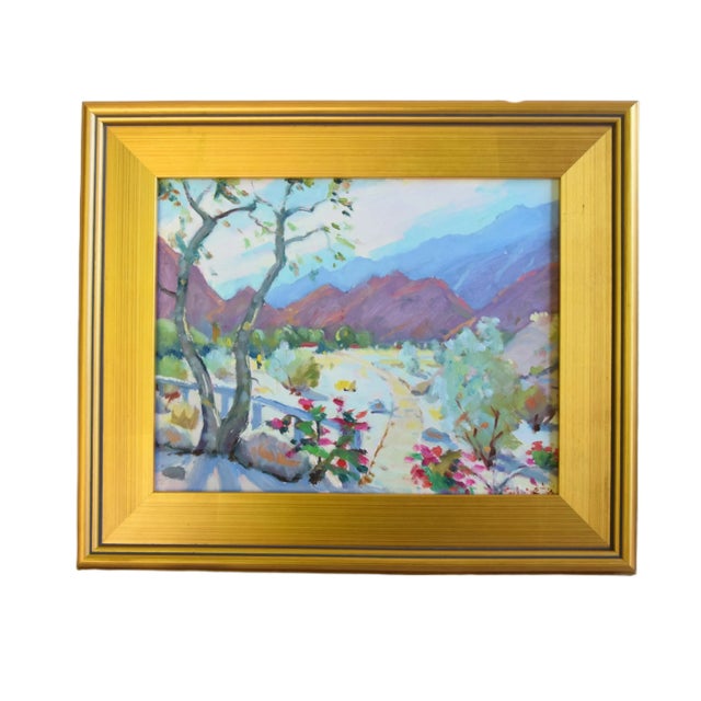 American Silvio Silvestri, Listed Artist Mountain Landscape Oil Painting W/ Antiqued Gold Wood Frame For Sale - Image 3 of 12