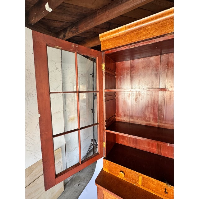 1900s Antique Birdseye Maple Cabinet For Sale - Image 4 of 10