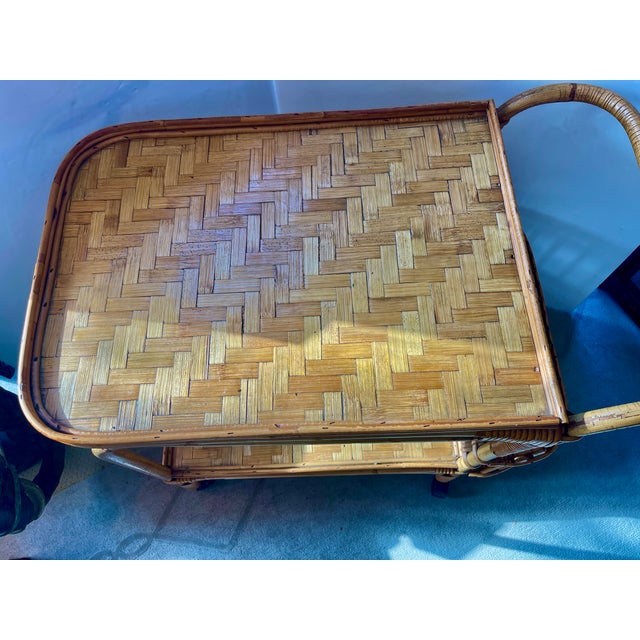 French Riviera Bar Cart in Bamboo, 1960s For Sale In West Palm - Image 6 of 15