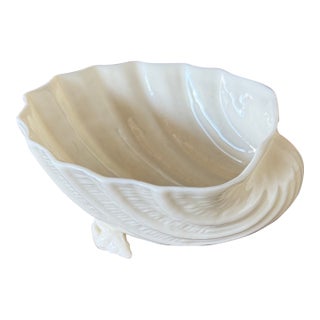 Vintage Belleek Neptune Footed Shell Dish For Sale