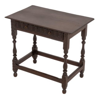 Spanish Baroque Style Oak Side Table For Sale