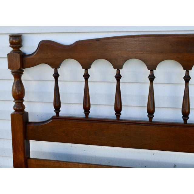 Vintage Queen Size Americana Style Cherry Wood Headboard W/Spindles For Sale - Image 9 of 12