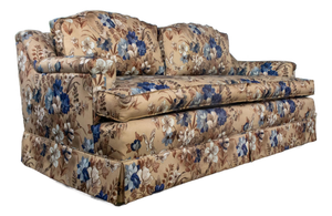 Mid-20th Century Traditional Sofa or Loveseat With Floral Chintz Fabric and Front Brass Ball Casters