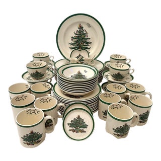 Vintage Spode "Christmas Tree" Dinnerware Set of 66 For Sale