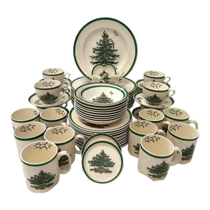Vintage Spode "Christmas Tree" Dinnerware Set of 66