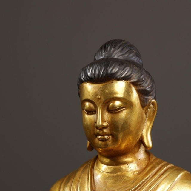 Late 19th Century Late 19th Century Gilt Bronze Buddha Statue, Seated Tathagata Figure, 3.27kg For Sale - Image 5 of 9