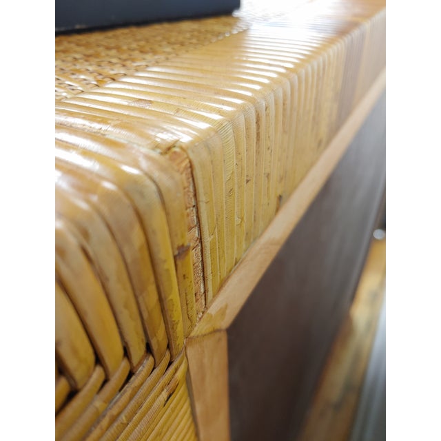 1980s Bielecky Brothers Cane & Rattan Teak Entertainment Cabinet For Sale - Image 10 of 12