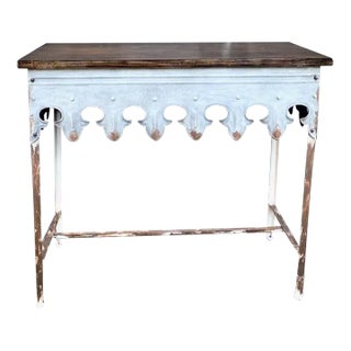 Console Table With Scalloped Metal Apron For Sale