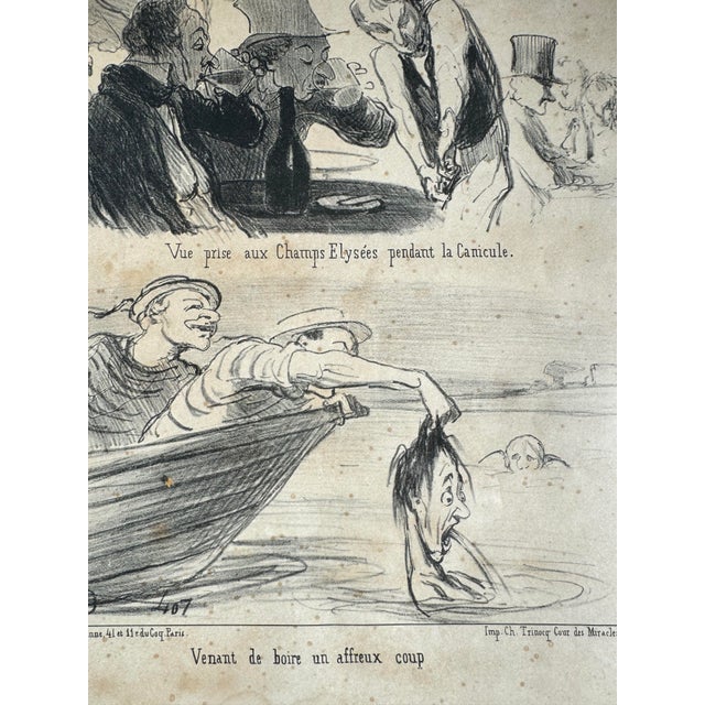 (3) (19th C) French Framed Lithographs From Paris Qui Boit For Sale - Image 4 of 10