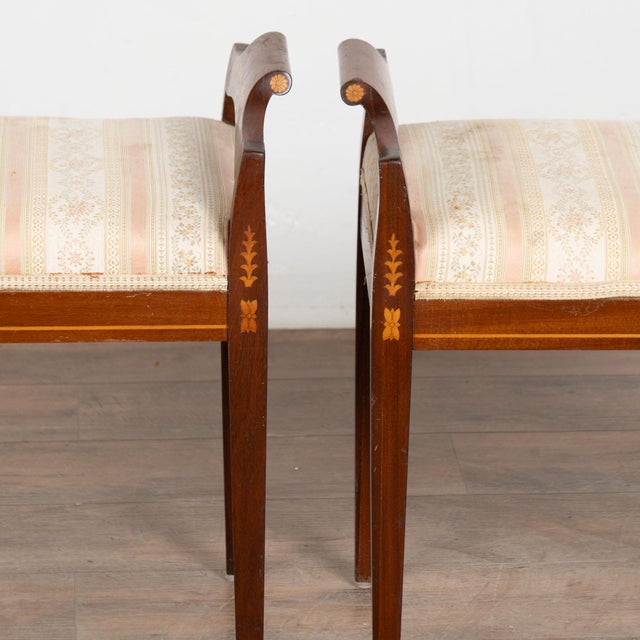 Pair of 20th Century Danish Inlaid Mahogany Tabourets or Stools For Sale - Image 12 of 13
