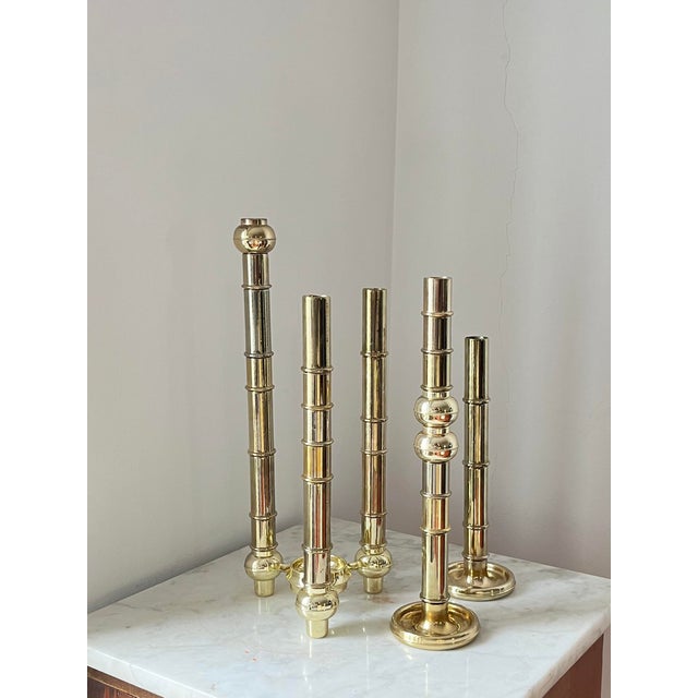 Scandinavian Modular Brass Candlesticks, 1970s, Set of 33 For Sale - Image 11 of 11
