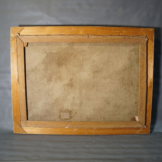 Wood Impressionistic Painting of an Alpine Mountain Hut in the Winter For Sale - Image 7 of 7