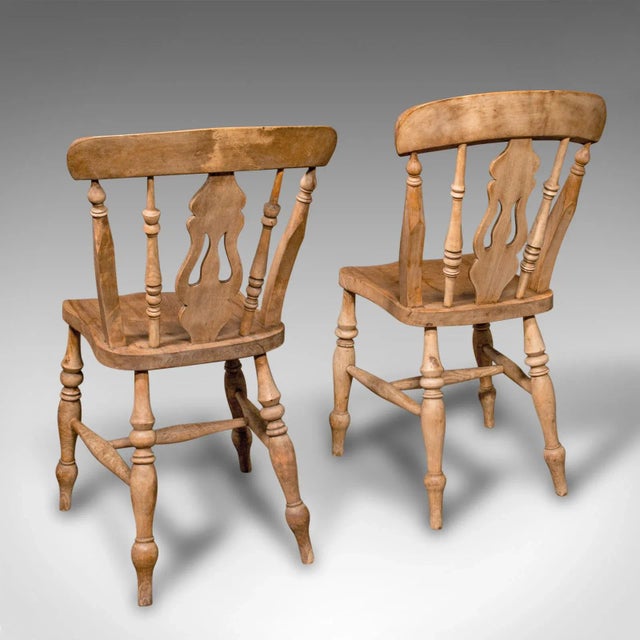 English 1920s Set of 4 Antique English Elm Dining Chairs For Sale - Image 3 of 12