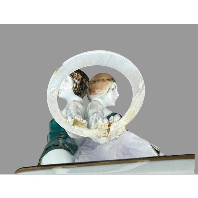 Ceramic German Ens Porzellan Volkstedt Art Deco 11" Porcelain Statue Figurine of Dancers For Sale - Image 7 of 12