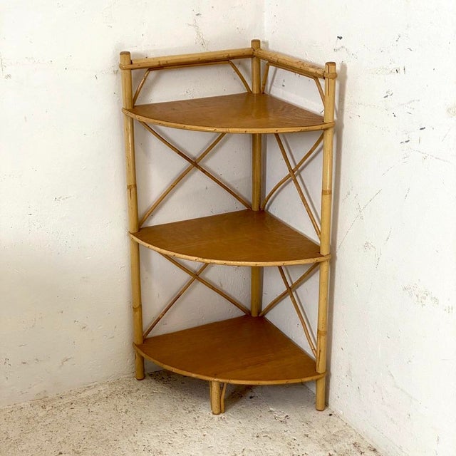 Vintage Rattan Corner Shelf, 1960s For Sale - Image 6 of 6