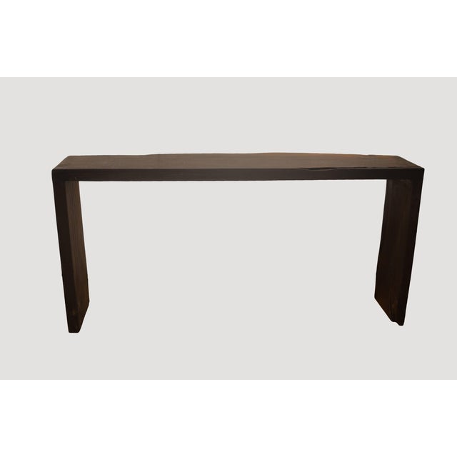 Andrianna Shamaris Single Burnt Teak Wood Console For Sale In New York - Image 6 of 18