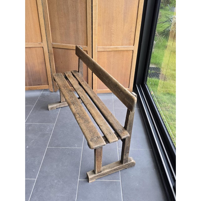 Antique Oak School Bench, 1920s For Sale - Image 8 of 13