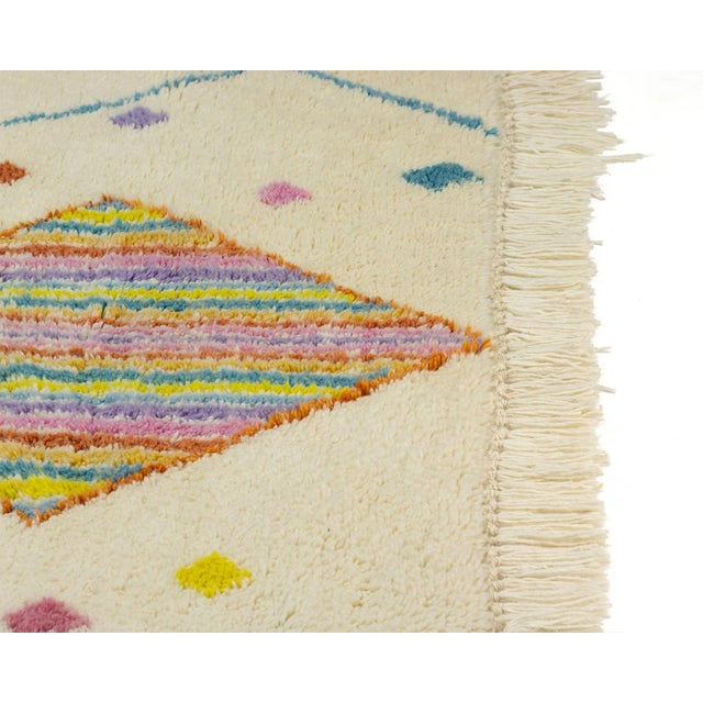 Multicolor Hand-Knotted Moroccan Wool Rug | 8'2" X 5'1" | One of a Kind For Sale - Image 6 of 8