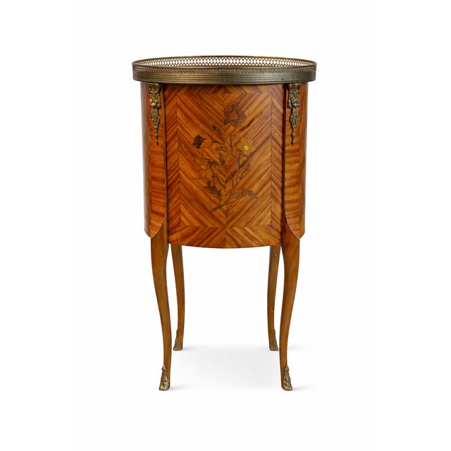 Louis XV Style Kingwood Marquetry 3-Drawer Side Table With Brass Gallery & Cabriole Legs For Sale - Image 4 of 6