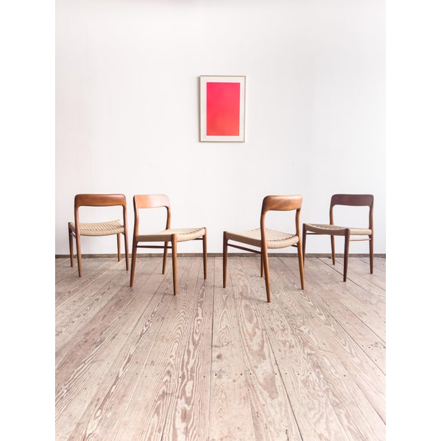 Mid-Century Danish Model 75 Dining Chairs in Teak by Niels Møller for J.L. Møllers, 1950s, Set of 4 For Sale - Image 15 of 15