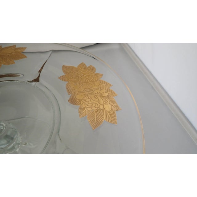 Floral Gold Cut Glass Cake Stand For Sale In New York - Image 6 of 9