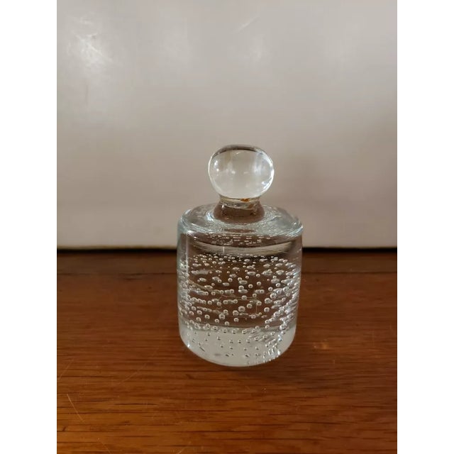American Vintage Murano Style Art Glass Bullicante Controlled Bubbles Paperweight For Sale - Image 3 of 5