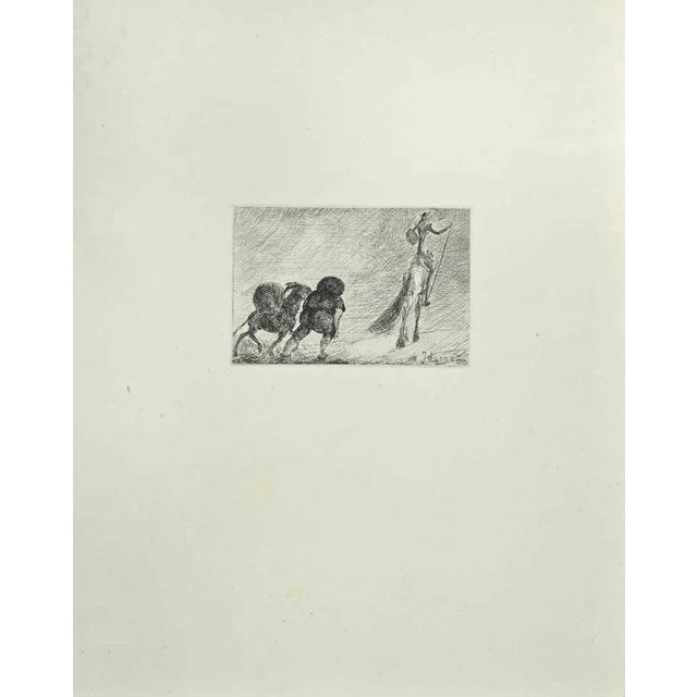 Don Quixote and Sancho Panza is an etching and drypoint print on ivory-colored China paper, realized by Wladyslaw Jahl in...