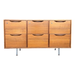 Jens Risom Danish Modern Teak & Walnut Six-Drawer Filing Cabinet Credenza For Sale