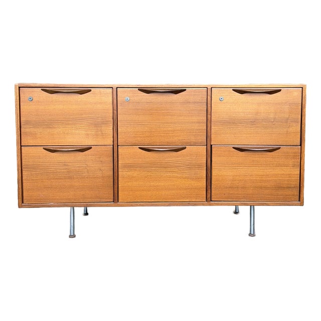 Jens Risom Danish Modern Teak & Walnut Six-Drawer Filing Cabinet Credenza For Sale