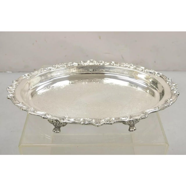 Vintage Sheridan Victorian Silver Plated Oval Deep Serving Platter Dish For Sale - Image 10 of 10