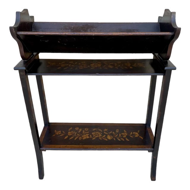 Mid 20th Century Modernist French Wooden Magazine Rack with Marquetry, 1950s For Sale