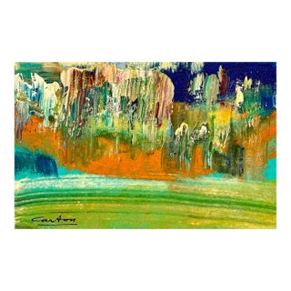 American Vivid Abstract Expressionist Art Oil Painting Norman Carton, Wpa Artist For Sale