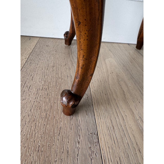 Vintage Baker Furniture Louis XV Style Carved Walnut Vanity Stool For Sale - Image 9 of 9