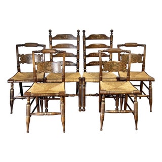 Signed and Decorated Hitchcock Dining Chairs - Set of 6 For Sale