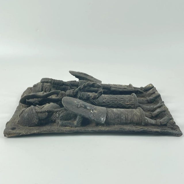 Metal Early 20th Century Benin Bronze Adorned Cast Plaque For Sale - Image 7 of 8