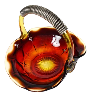 Mid 20th Century Indiana Tiara Glass Amberina Sunset Constellation Basket Bowl