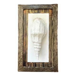 Vintage Boho Artisan Hand Painted Paper Mache Shell Wall Sculpture For Sale