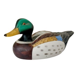 Vintage Mallard Duck Life Size Ceramic Hand Painted For Sale