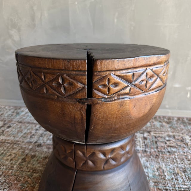 Late 20th Century Late 20th Century Hand Carved Side Table With Carvings Made From Solid Walnut For Sale - Image 5 of 8