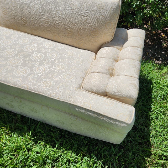1950s 1950 Sectional Sofa Ivory Damask American All Original Custom For Sale - Image 5 of 14