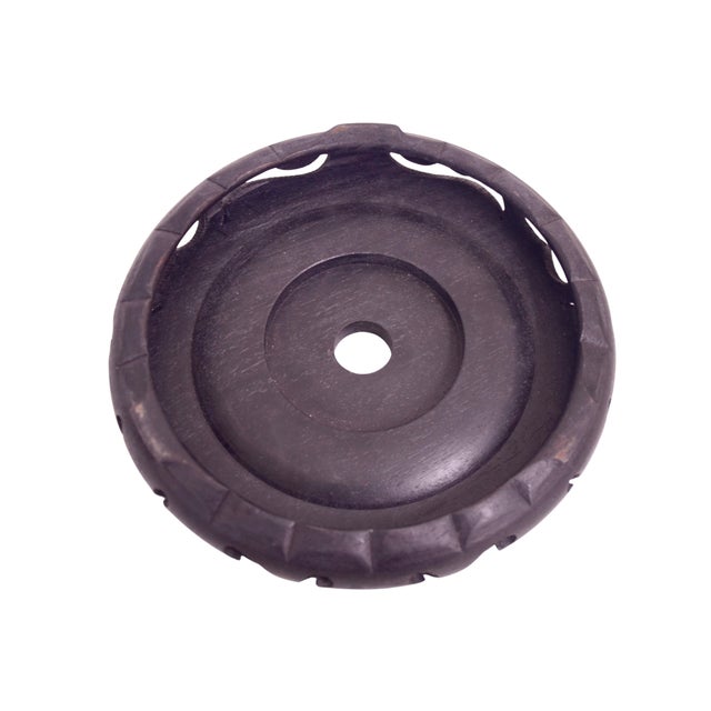 1980s Hand Carved Wood Stand 6" For Sale - Image 5 of 5