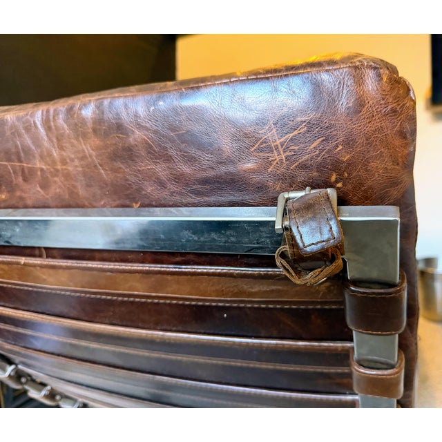 Restoration Hardware Leather Oviedo Chaise Lounge Chair in Vintage Cigar Leather With Chrome Base For Sale - Image 17 of 17