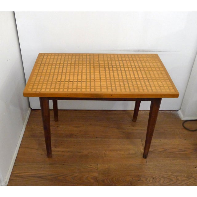 Mid-Century Wood Coffee Table with Graphic Marquetry and Grid Pattern, 1950s For Sale - Image 13 of 13