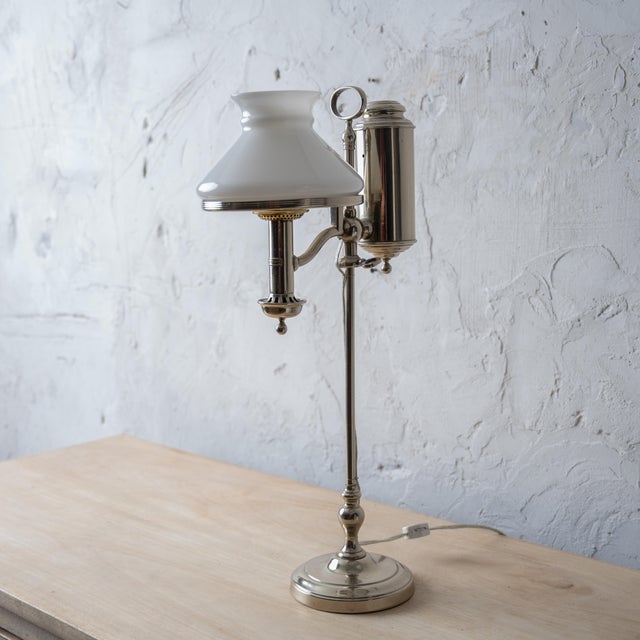 Traditional Stobwasser Nickel Plated Student Lamp For Sale - Image 3 of 8