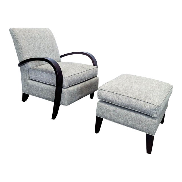 Room & Board Sloan Modern Lounge Chair With Curved Wood Arms For Sale