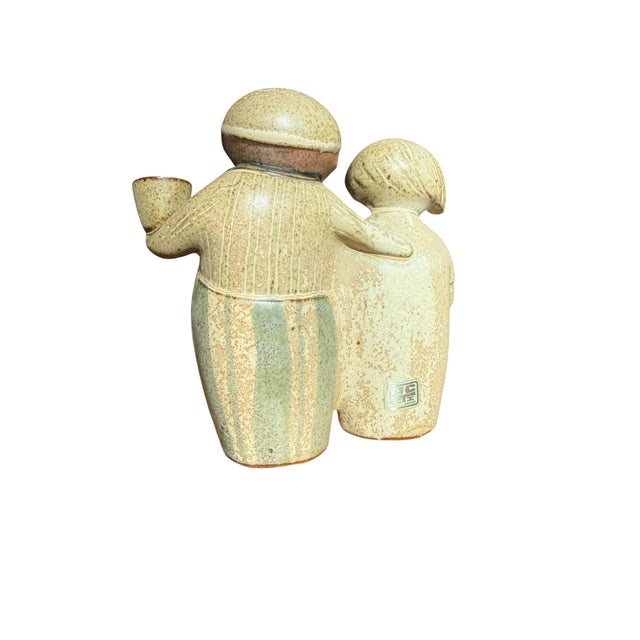 Vintage Japanese Stoneware Figurine Candle Holder For Sale - Image 9 of 11