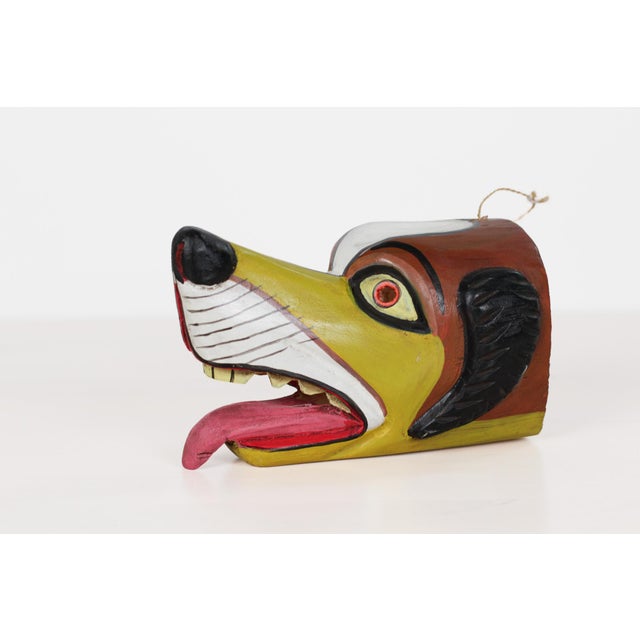 Mid 20th Century Mexican Folk Art Carved Wood Dog Mask For Sale - Image 11 of 13