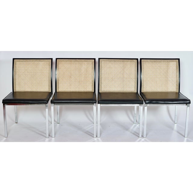 Altavista Lane Vintage Paul McCobb for Lane Cane-Back Dining Chairs in Rosewood & Chrome & Newly Caned Backs - Set of 6 For Sale - Image 4 of 14