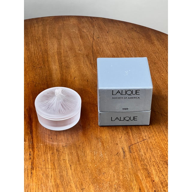 Vintage Lalique France Ballerina Frosted Crystal Covered Powder Box For Sale - Image 11 of 12